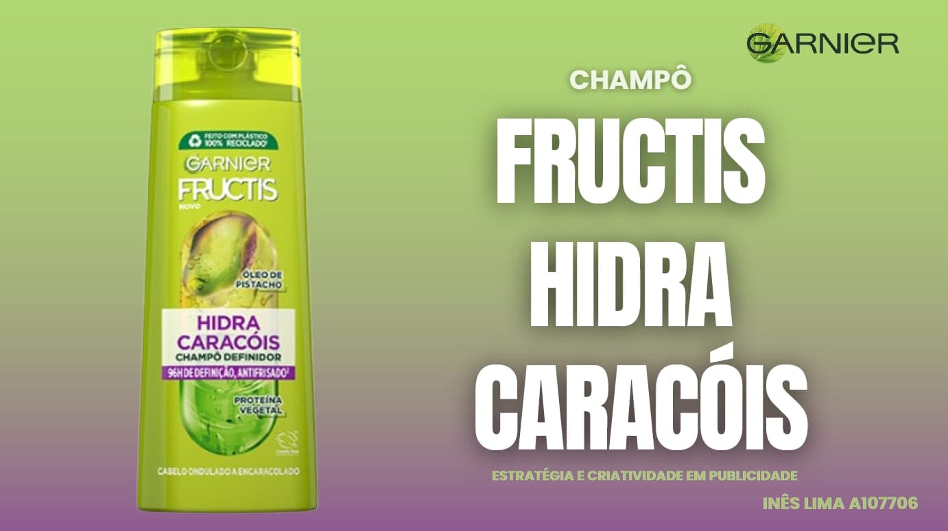 Champô Garnier Fructis Hidra Caracóis sobre fundo verde-lima.